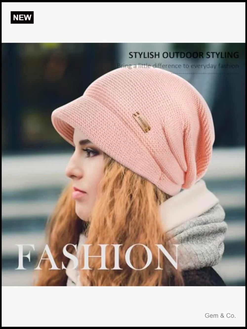 Fleece Lined Slouchy Beanie Hat with Visor for Women